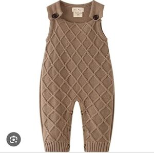 Brown Quilted Knit Overalls 2T , 90 CM Auro Mesa Unisex